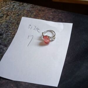 Silver ring with peach color stone